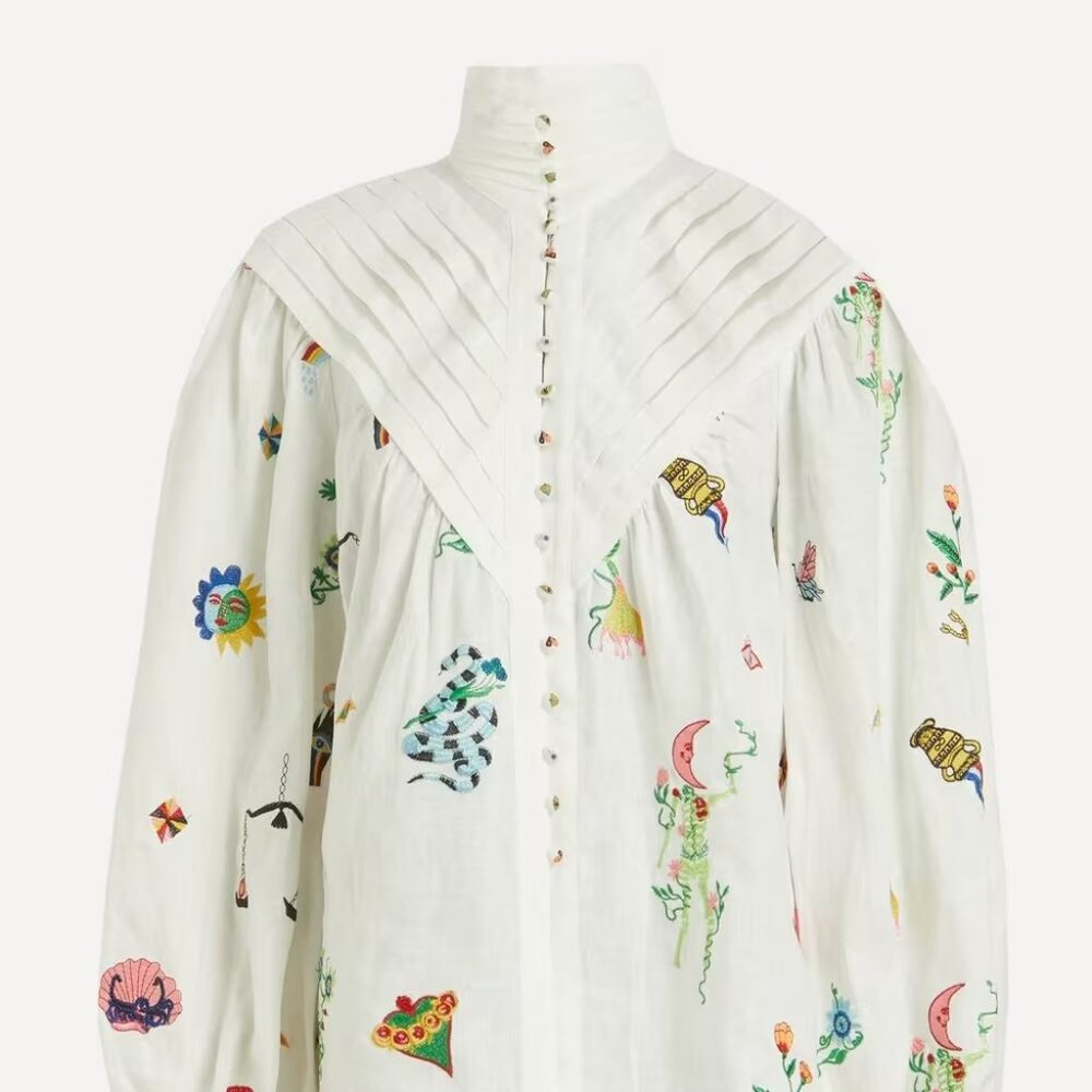 NWT Alemais Atticus Embroidered Shirt- Size UK6/ US2